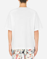 T-shirt with metal DG logo and print - | Dolce & Gabbana