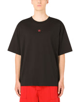Cotton T-shirt with metallic DG logo - | Dolce & Gabbana