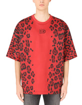 Technical jersey T-shirt with leopard print - | Dolce & Gabbana