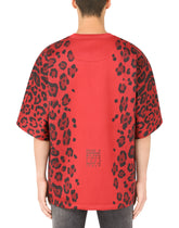 Technical jersey T-shirt with leopard print - | Dolce & Gabbana