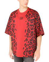 Technical jersey T-shirt with leopard print - | Dolce & Gabbana