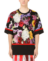Jersey T-shirt with Flower print - | Dolce & Gabbana