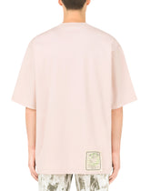 Printed cotton T-shirt with patch embellishment - | Dolce & Gabbana