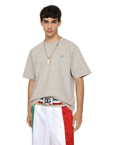 Technical jersey T-shirt with metallic DG logo - | Dolce & Gabbana