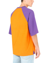 Two-tone cotton T-shirt with print - | Dolce & Gabbana