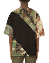 Cotton T-shirt with camouflage patchwork - | Dolce & Gabbana