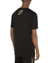 Printed cotton T-shirt with camouflage details - | Dolce & Gabbana