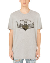 Printed cotton T-shirt with patch embellishment - | Dolce & Gabbana