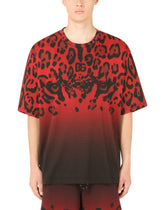 Cotton T-shirt with leopard print - | Dolce & Gabbana
