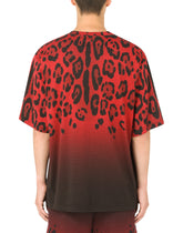 Cotton T-shirt with leopard print - | Dolce & Gabbana
