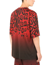 Cotton T-shirt with leopard print - | Dolce & Gabbana