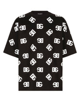 Cotton T-shirt with all-over DG logo print - | Dolce & Gabbana