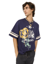 Printed cotton T-shirt with DG logo - | Dolce & Gabbana