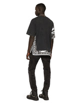 Cotton T-shirt with rips and print - | Dolce & Gabbana