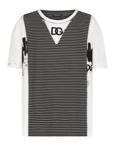 Printed jersey T-shirt with DG patch - | Dolce & Gabbana