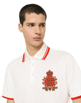 Cotton piqué polo-shirt with heraldic patch - | Dolce & Gabbana