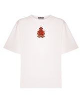 Silk jersey T-shirt with heraldic DG patch - | Dolce & Gabbana
