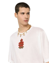 Silk jersey T-shirt with heraldic DG patch - | Dolce & Gabbana