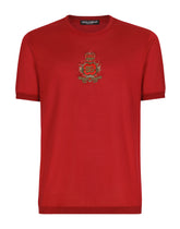 Silk jersey T-shirt with heraldic DG patch - | Dolce & Gabbana