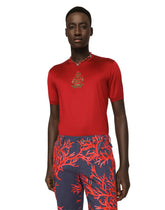 Silk jersey T-shirt with heraldic DG patch - | Dolce & Gabbana