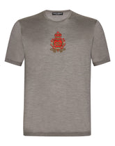 Silk jersey T-shirt with heraldic DG patch - | Dolce & Gabbana