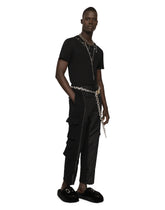 Cotton T-shirt with rips, studs and DG patch - | Dolce & Gabbana