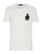 Cotton T-shirt with heraldic DG patch - | Dolce & Gabbana