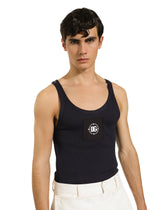 Fine-rib slim-fit singlet with Marina patch - | Dolce & Gabbana