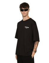 Printed cotton jersey T-shirt with DGVIB3 patch - | Dolce & Gabbana