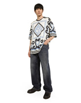 Short-sleeved silk T-shirt with Marina print - | Dolce & Gabbana