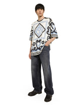 Short-sleeved silk T-shirt with Marina print - | Dolce & Gabbana