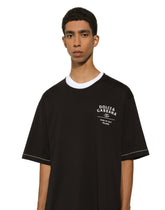 Short-sleeved cotton T-shirt with embroidered logo - | Dolce & Gabbana