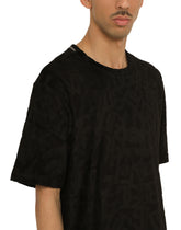 COTTON T-SHIRT WITH DG JACQUARD LOGO - | Dolce & Gabbana