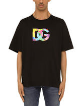 COTTON T-SHIRT WITH DG LOGO PRINT - | Dolce & Gabbana