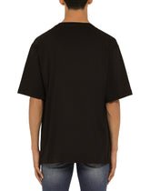 COTTON T-SHIRT WITH DG LOGO PRINT - | Dolce & Gabbana