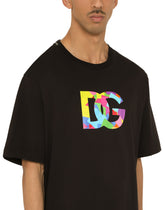 COTTON T-SHIRT WITH DG LOGO PRINT - | Dolce & Gabbana