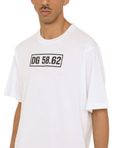 COTTON T-SHIRT WITH DG LOGO PRINT - | Dolce & Gabbana