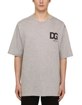 COTTON T-SHIRT WITH DG LOGO PRINT - | Dolce & Gabbana
