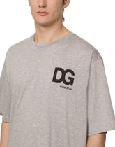 COTTON T-SHIRT WITH DG LOGO PRINT - | Dolce & Gabbana