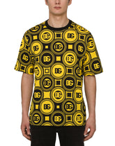 COTTON T-SHIRT WITH DG LOGO PRINT - | Dolce & Gabbana
