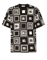 COTTON T-SHIRT WITH DG LOGO PRINT - | Dolce & Gabbana