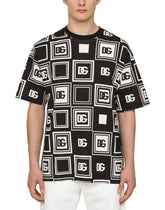 COTTON T-SHIRT WITH DG LOGO PRINT - | Dolce & Gabbana