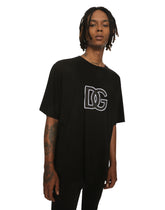 Cotton round-neck T-shirt with DG patch - | Dolce & Gabbana