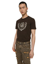 Coin and laurel print cotton T-shirt - | Dolce & Gabbana