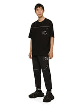 Cotton round-neck T-shirt with embossed DG logo - | Dolce & Gabbana