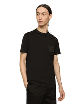Cotton round-neck T-shirt with DG embroidery - | Dolce & Gabbana