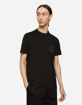 Cotton round-neck T-shirt with DG embroidery - | Dolce & Gabbana