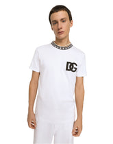 Cotton round-neck T-shirt with DG embroidery - | Dolce & Gabbana