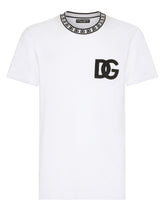 Cotton round-neck T-shirt with DG embroidery - | Dolce & Gabbana