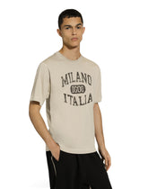 Cotton T-shirt with DG logo print - | Dolce & Gabbana